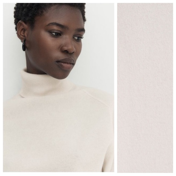NWT. Massimo Dutti Cream Wool/Cashmere Blend Sweater with High Neck. Size S. - Picture 3 of 12